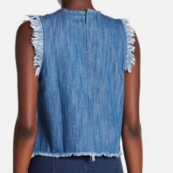 Rachel Rachel Roy Tops Rachel Roy Frilled Sleeveless Denim Top Size M - Picture 2 of 10